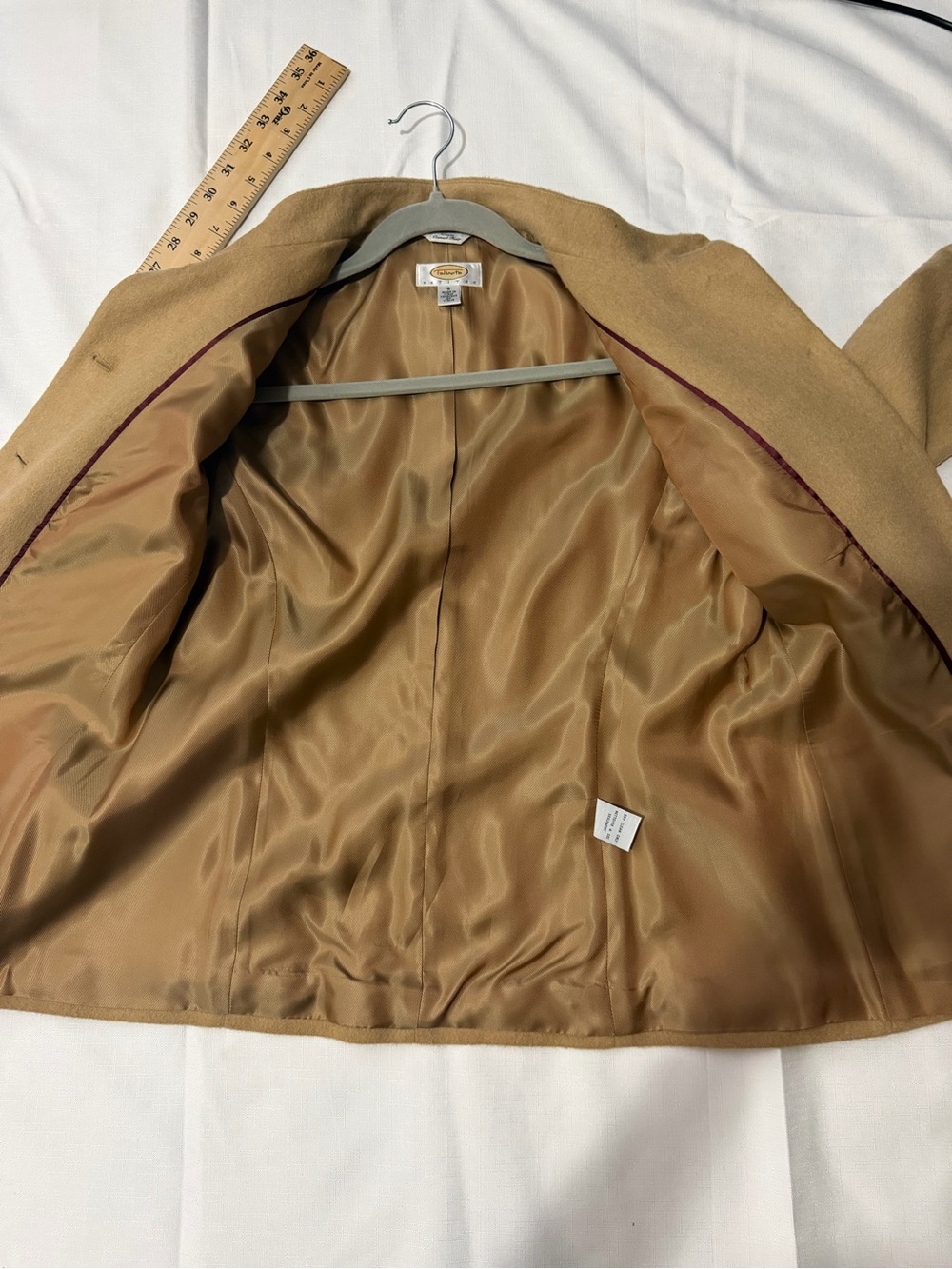 Camel Hair Blazer Made in Italy Stand Collar Jacket Talbots Petites 8 Women VTG - Picture 10 of 12